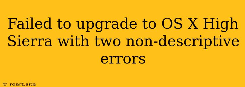 Failed To Upgrade To OS X High Sierra With Two Non-descriptive Errors