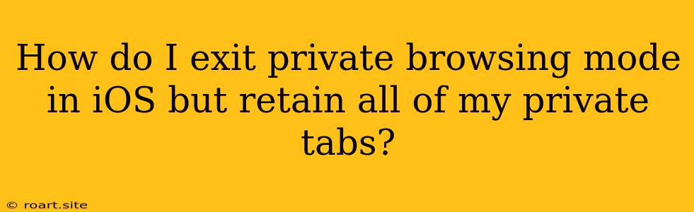 How Do I Exit Private Browsing Mode In IOS But Retain All Of My Private Tabs?